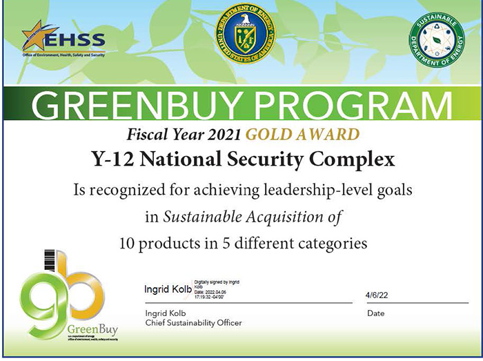 y-12 doe greenbuy awards