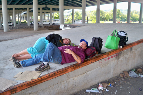 homeless couple