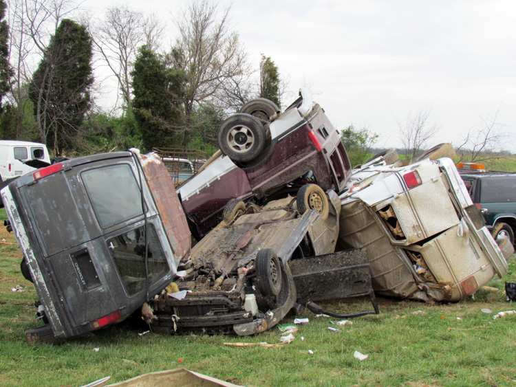 vehicles destroyed by tornado