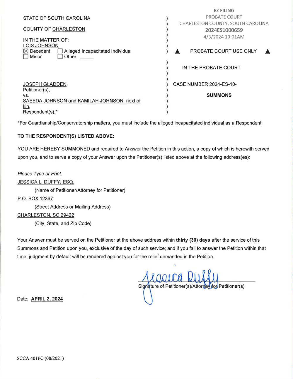 lois johnson order