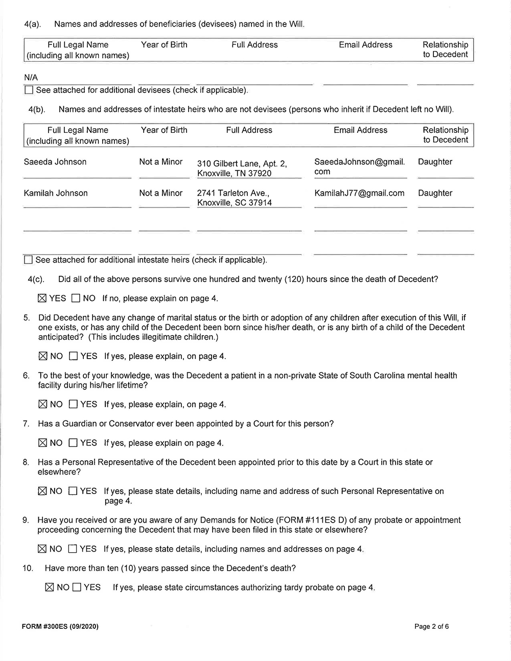 lois johnson order