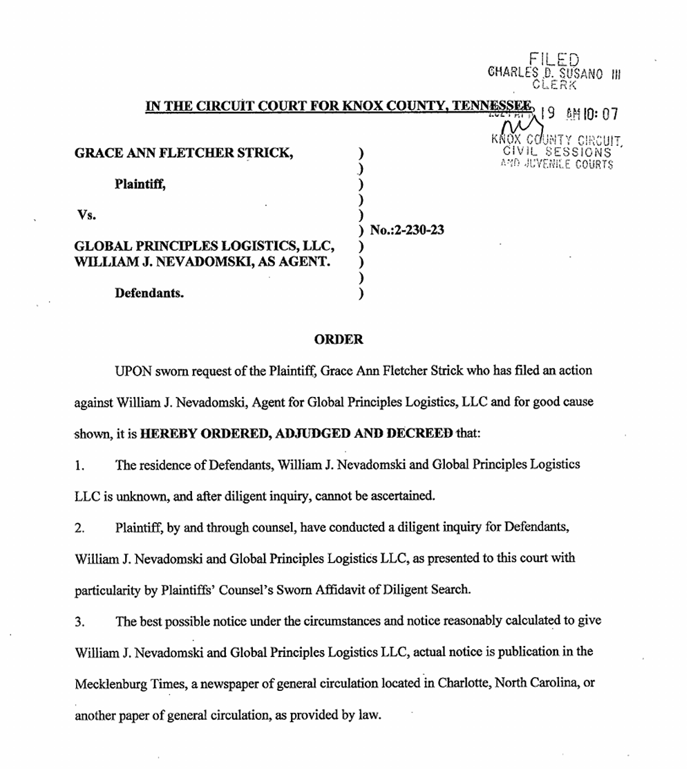 strick legal ad