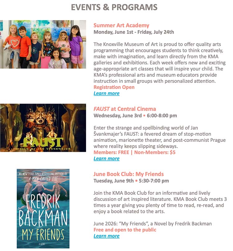 Knoxville Museum of Art events