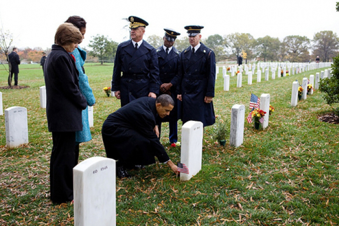 president obama at ross mcginnis gravesite