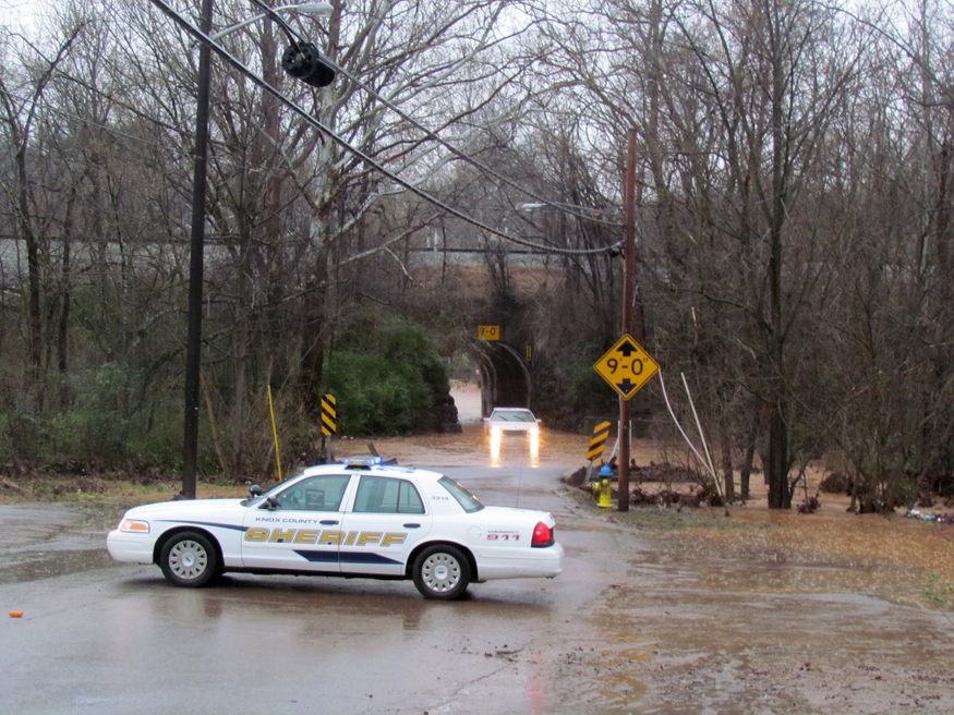 flooded street at south knoxville bridge