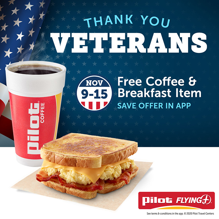 pilot company offers free breakfast to veterans