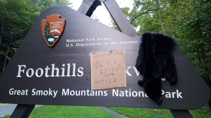 foothills parkway sign vandalized