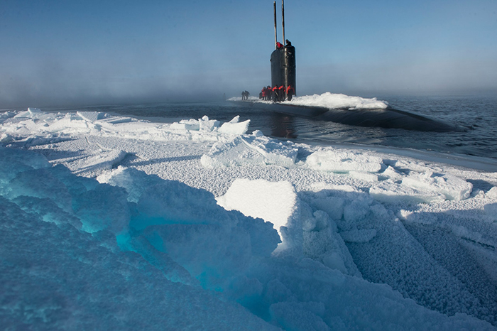 submarine USS Hartford surfaces near Ice Camp Sargo
