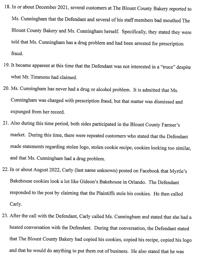 blount county bakery defamation lawsuit