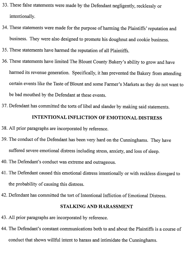 blount county bakery defamation lawsuit