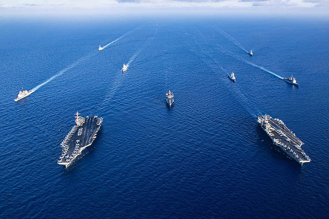 uss strike carriers in formation