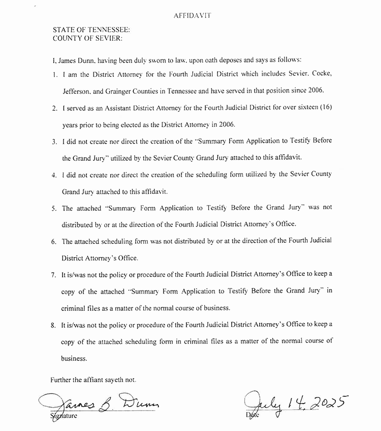 Jimmy Dunn affidavit