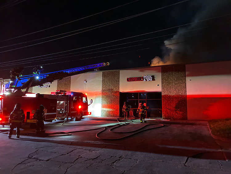 Campbell's Pool & Spa fire