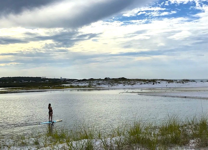 dune lake paddleboarder