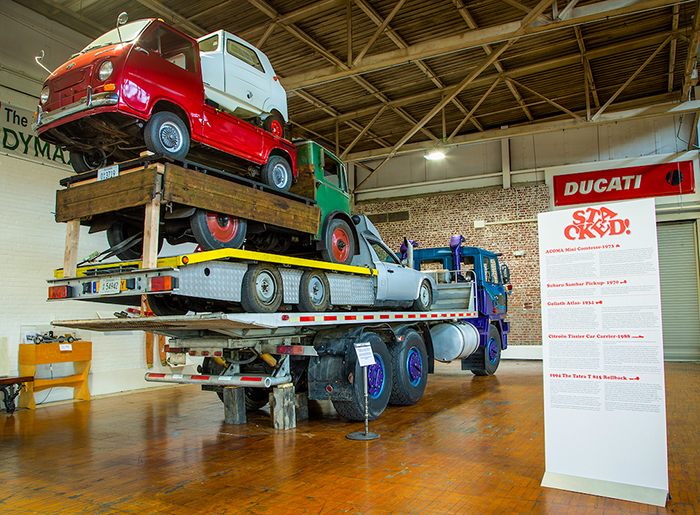 lane motor museum stacked cars