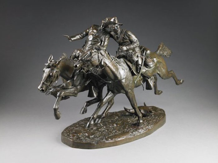 wounded bunkie bronze by frederic remington