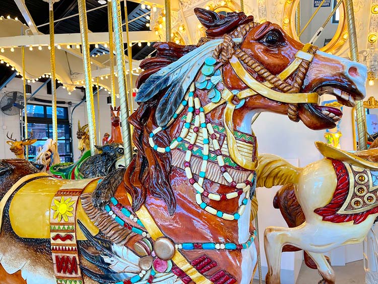 brown horse carousel