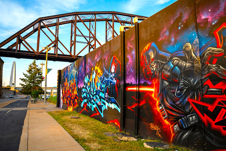 St Louis floodwall art